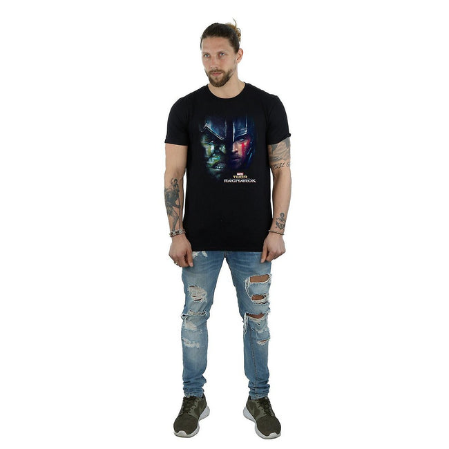 Black - Side - Thor: Ragnarok Mens Hulk Split Face Cotton T-Shirt