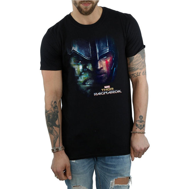 Black - Front - Thor: Ragnarok Mens Hulk Split Face Cotton T-Shirt