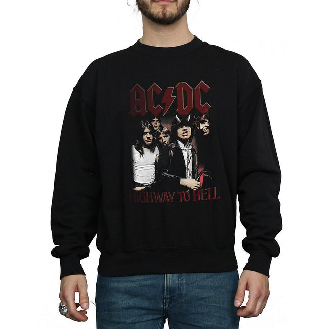 Black - Front - AC-DC Mens Highway To Hell Cotton Sweatshirt