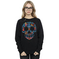 Black - Back - Coco Womens-Ladies Skull Cotton Sweatshirt