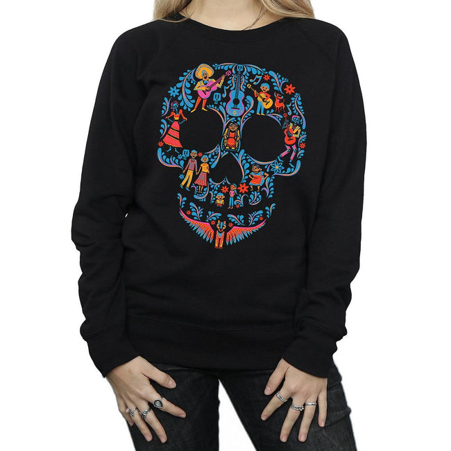 Black - Front - Coco Womens-Ladies Skull Cotton Sweatshirt