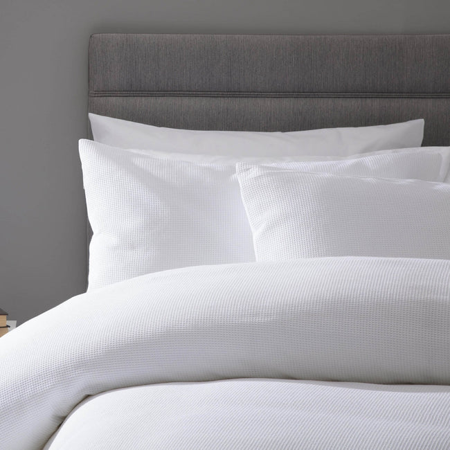 White - Back - Belledorm Waffle Weave Cotton Cover Set
