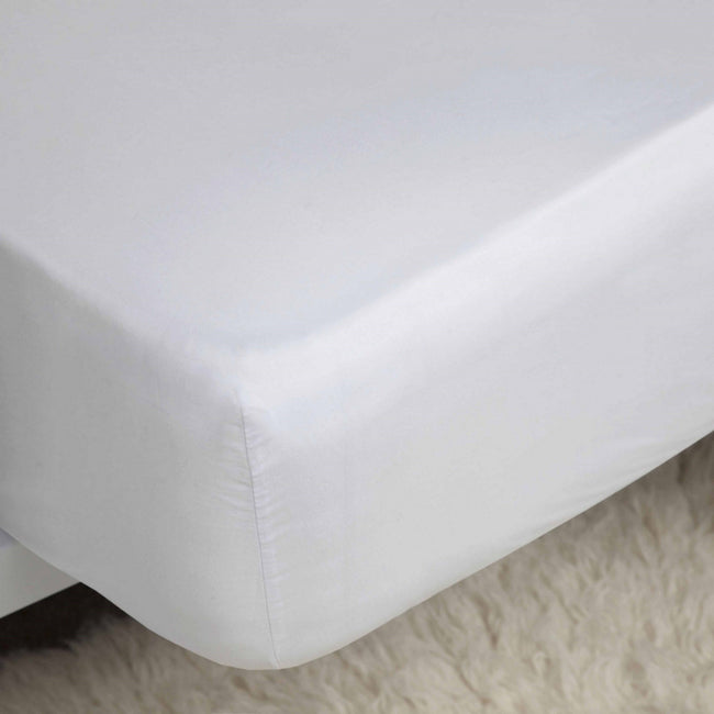 White - Front - Belledorm 100% Cotton Sateen Extra Deep Fitted Sheet