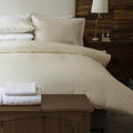 Ivory - Back - Belledorm 540 Thread Count Satin Stripe Duvet Set