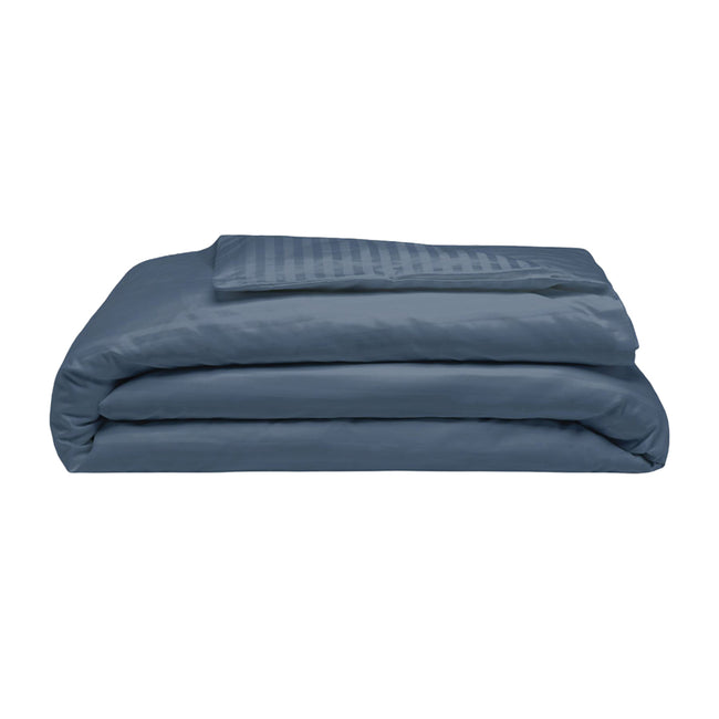 Navy - Front - Belledorm 540 Thread Count Satin Stripe Duvet Set