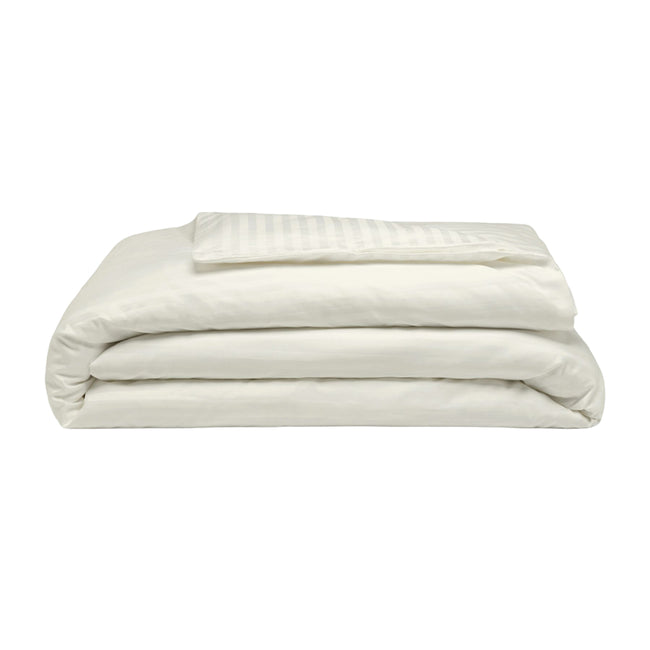 Ivory - Front - Belledorm 540 Thread Count Satin Stripe Duvet Set