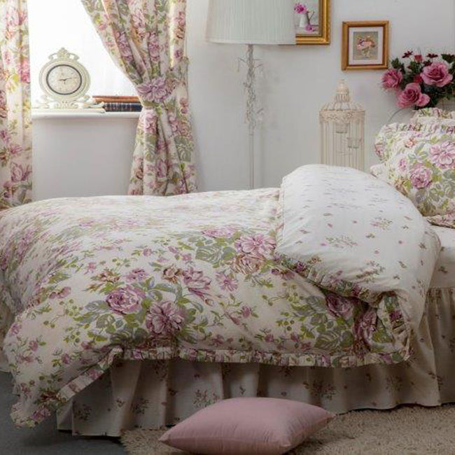 Ivory-Pink-Green - Front - Belledorm Rose Boutique Duvet