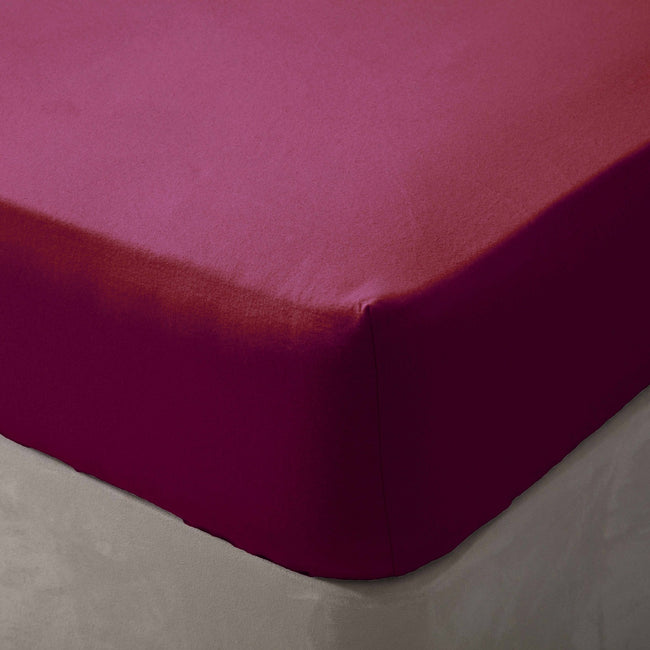 Red - Front - Belledorm Brushed Cotton Fitted Sheet