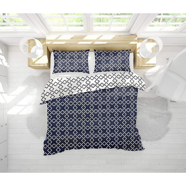 Navy-Ivory - Side - Belledorm Atlanta Duvet Set