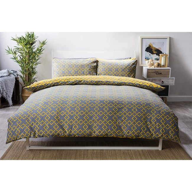 Saffron-Gray - Back - Belledorm Atlanta Duvet Set
