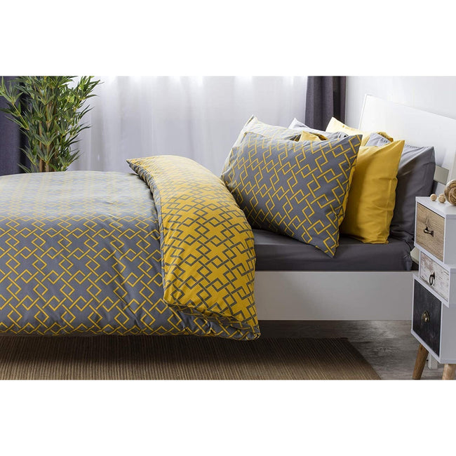 Saffron-Gray - Side - Belledorm Atlanta Duvet Set