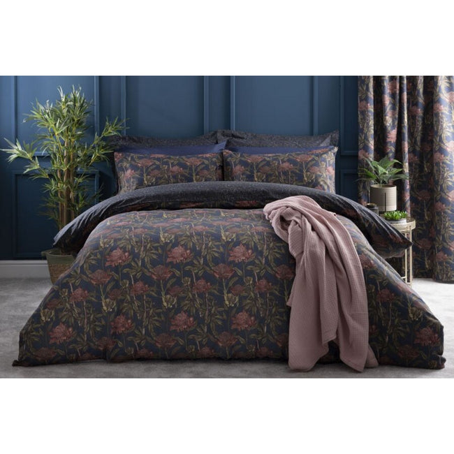 Navy-Pink - Back - Belledorm Wild Garden Duvet Set