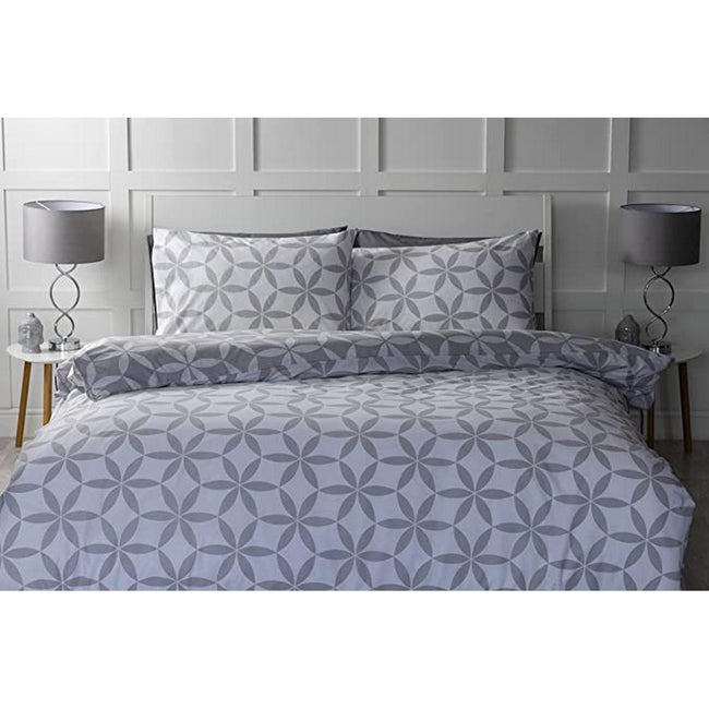 Cloudy-White - Front - Belledorm Georgia Geometric Duvet Set