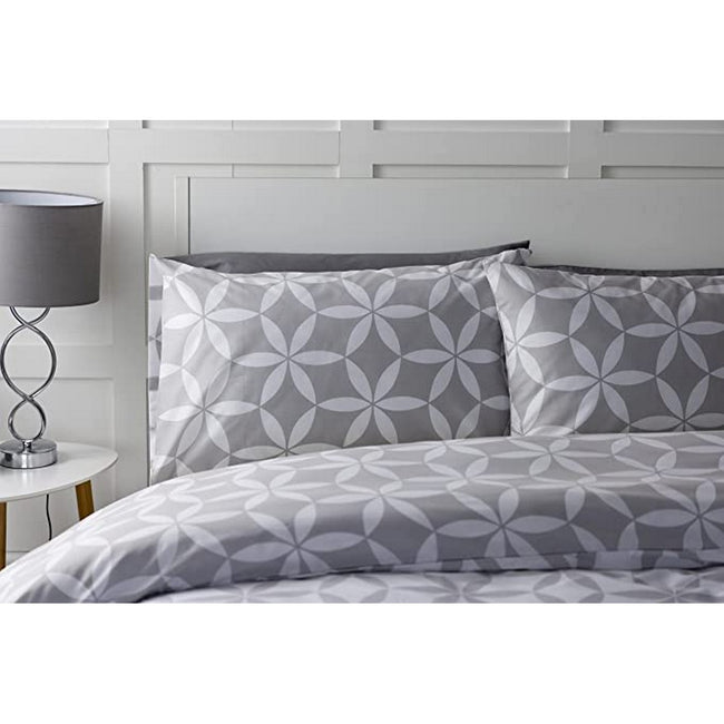 Cloudy-White - Back - Belledorm Georgia Geometric Duvet Set