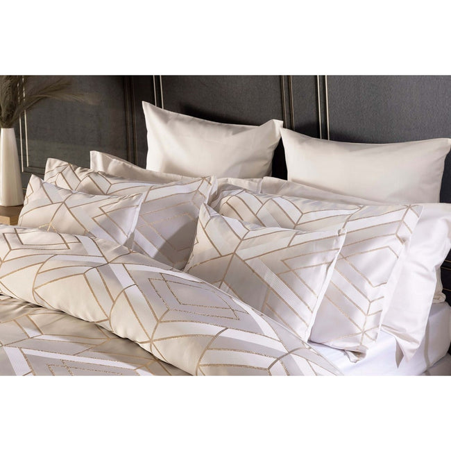 Taupe - Back - Belledorm Seve Jacquard Duvet Set