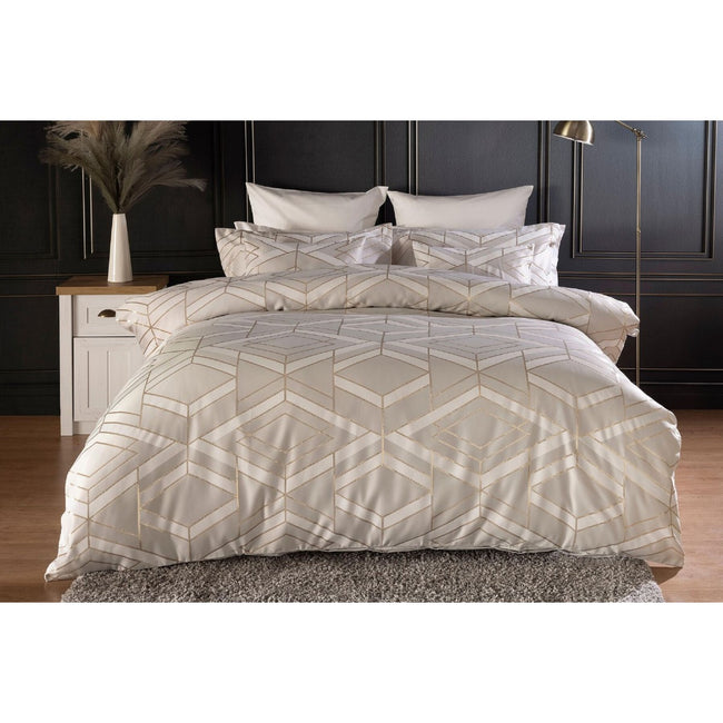 Taupe - Front - Belledorm Seve Jacquard Duvet Set