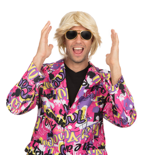 Blonde - Back - Bristol Novelty Mens Side Parting Black Wig