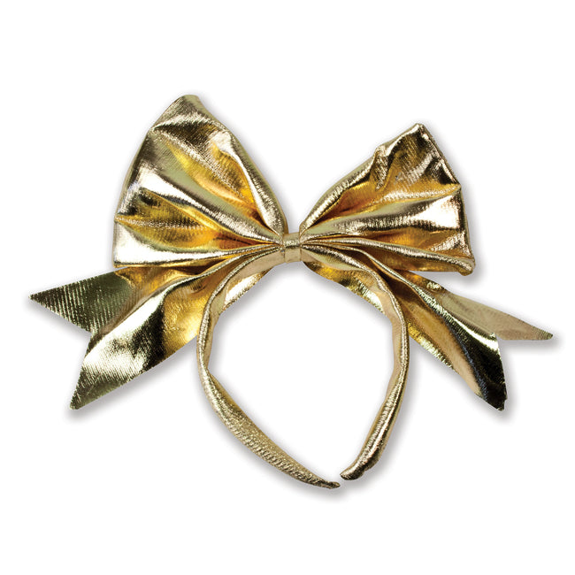 Gold - Front - Bristol Novelty Shiny Bow Headband