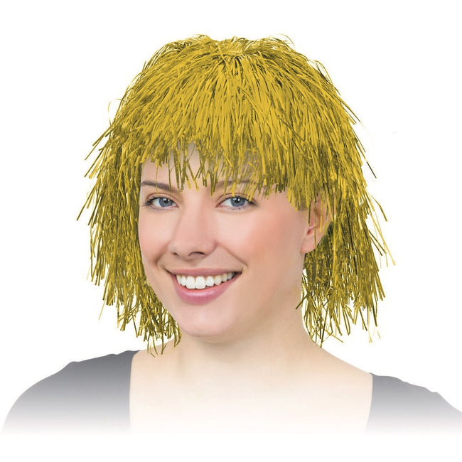 Gold - Back - Bristol Novelty Unisex Tinsel Wig