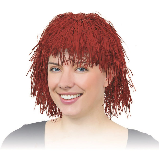 Red - Back - Bristol Novelty Unisex Tinsel Wig