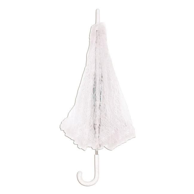 White - Front - Bristol Novelty Lace Parasol