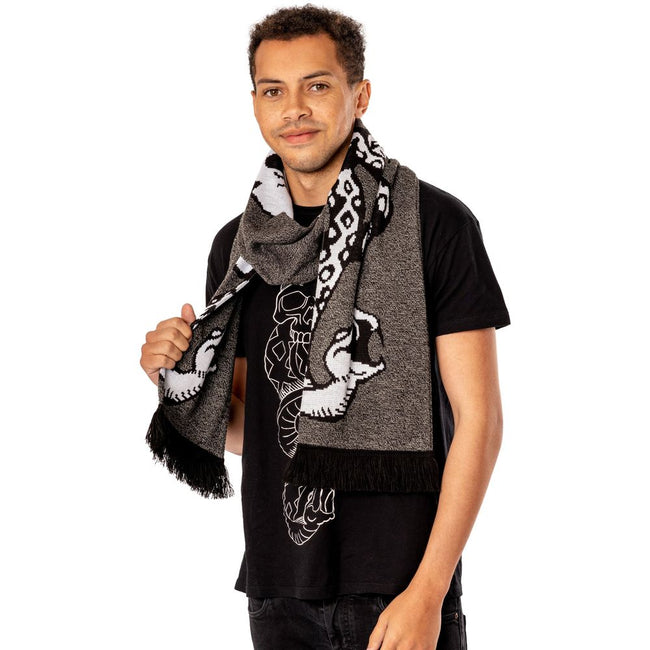 Gray-White-Black - Front - Harry Potter Dark Arts Snake Scarf