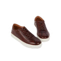 Dark Brown - Front - Burton Mens Smart Leather Sneakers