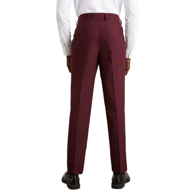 Burgundy - Back - Burton Mens Slim Suit Trousers