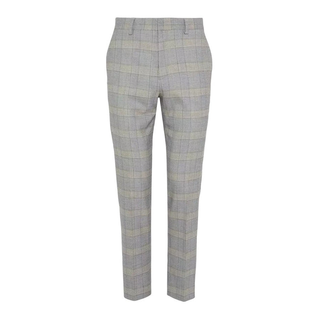 Gray - Front - Burton Mens Checked Slim Suit Trousers