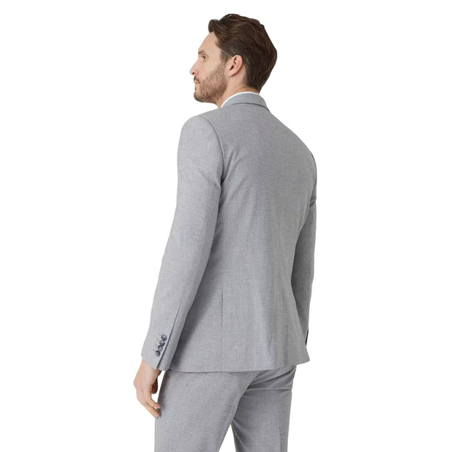 Gray - Back - Burton Mens Textured Slim Suit Jacket