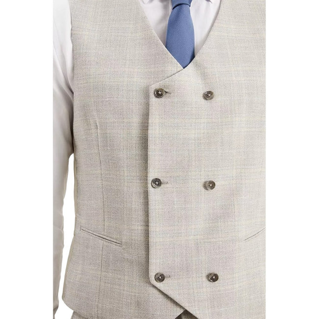 Gray - Side - Burton Mens Textured Check Tailored Vest