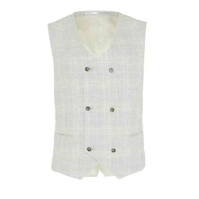 Gray - Front - Burton Mens Textured Check Tailored Vest