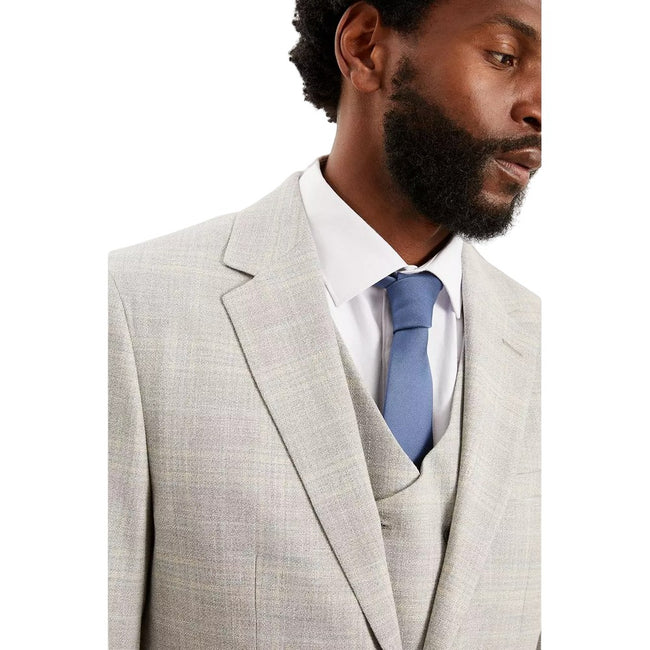 Gray - Side - Burton Mens Textured Check Tailored Suit Jacket