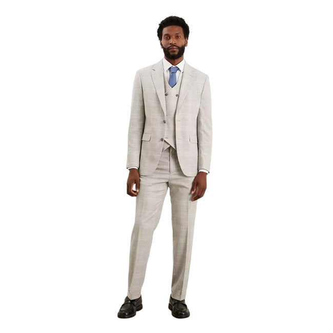 Gray - Pack Shot - Burton Mens Textured Check Tailored Suit Jacket