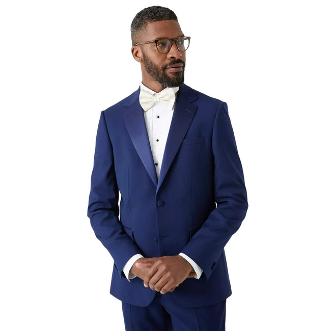 Navy - Front - Burton Mens Slim Tuxedo Jacket
