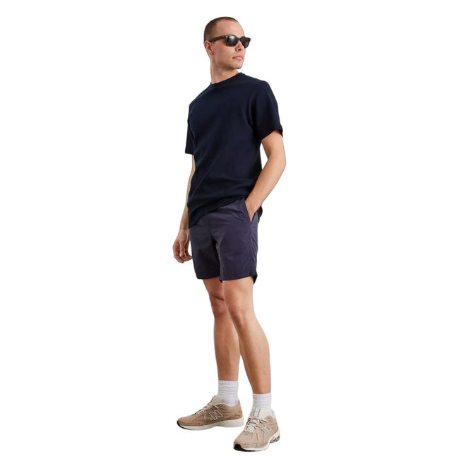 Navy - Pack Shot - Burton Mens Plain Crinkle Swim Shorts
