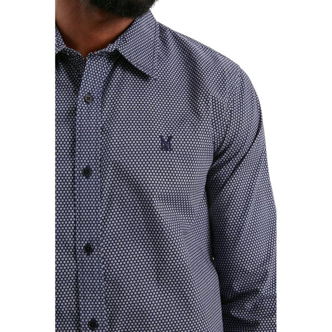 Navy - Side - Burton Mens Square Long-Sleeved Formal Shirt
