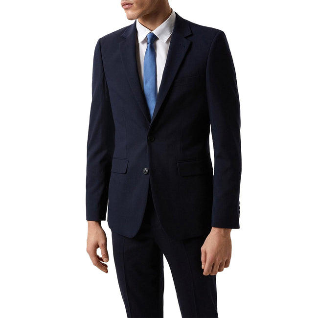 Navy - Side - Burton Mens Essential Tailored Suit Jacket
