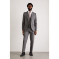 Gray - Front - Burton Mens Grid Checked Textured Slim Suit Jacket