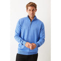 Blue - Front - Burton Mens Zip Neck Long-Sleeved Sweater