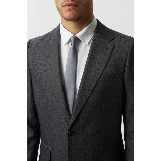 Gray - Close up - Burton Mens Textured Slim Suit Jacket