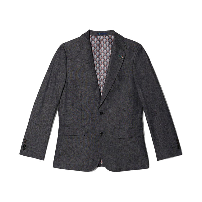 Gray - Front - Burton Mens Textured Slim Suit Jacket