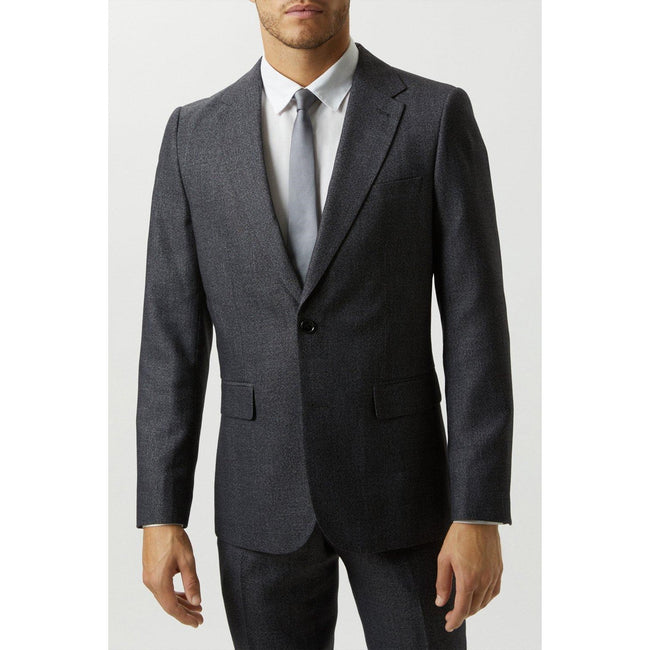 Gray - Side - Burton Mens Textured Slim Suit Jacket