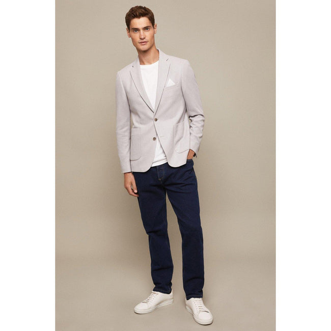 Light Grey - Close up - Burton Mens Patch Pocket Slim Blazer