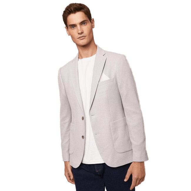 Light Grey - Front - Burton Mens Patch Pocket Slim Blazer