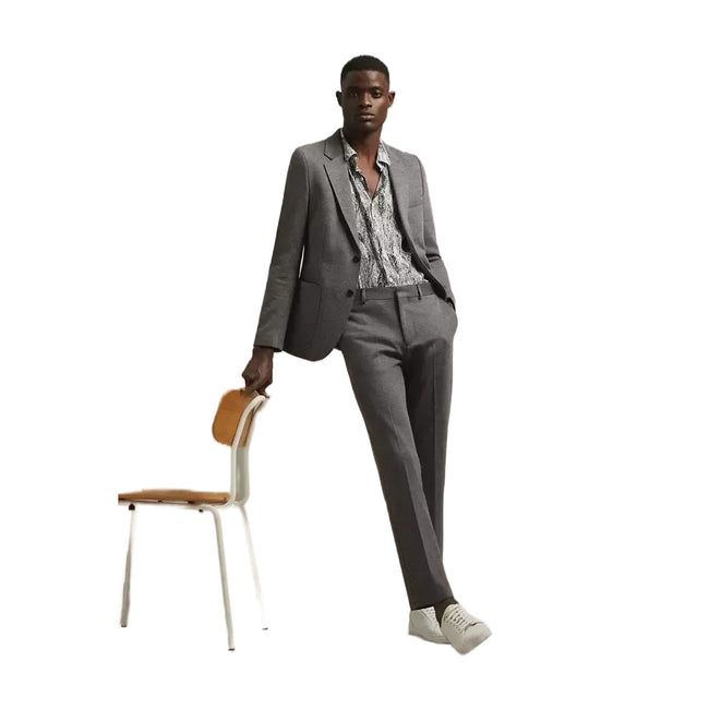 Gray - Front - Burton Mens Jersey Slim Suit Jacket