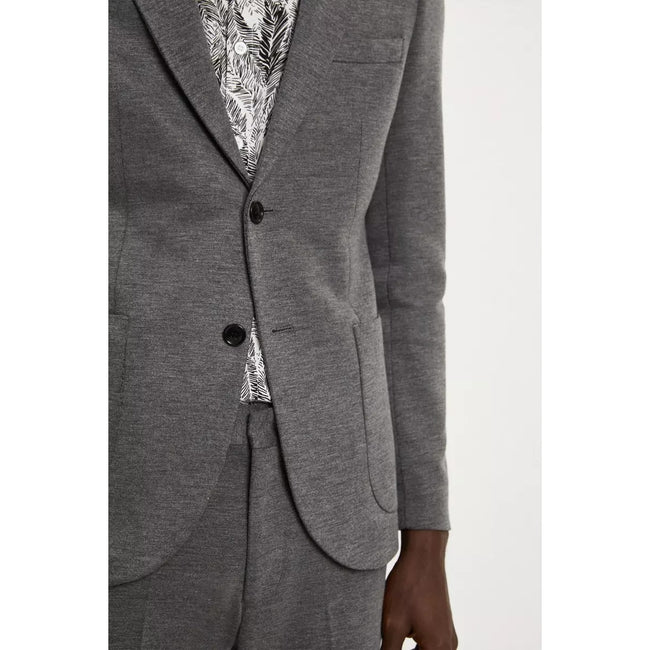 Gray - Side - Burton Mens Jersey Slim Suit Jacket