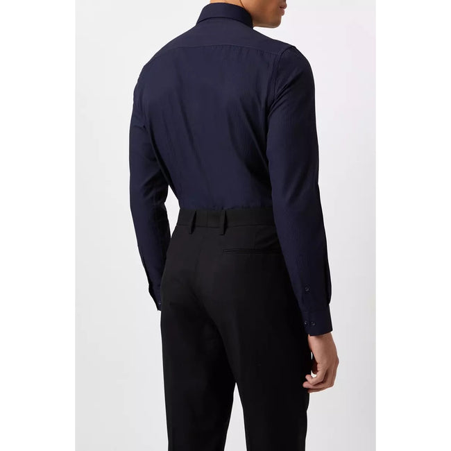 Navy - Back - Burton Mens Contrast Placket Slim Party Shirt