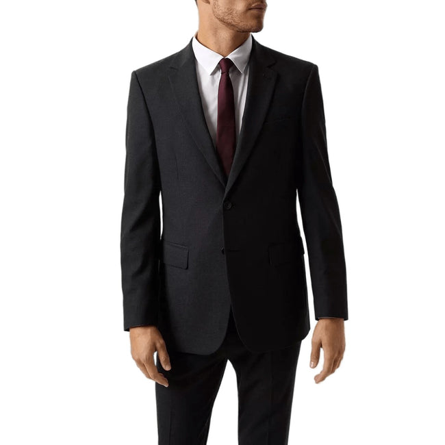 Charcoal - Front - Burton Mens Essential Single-Breasted Tailored Suit Jacket