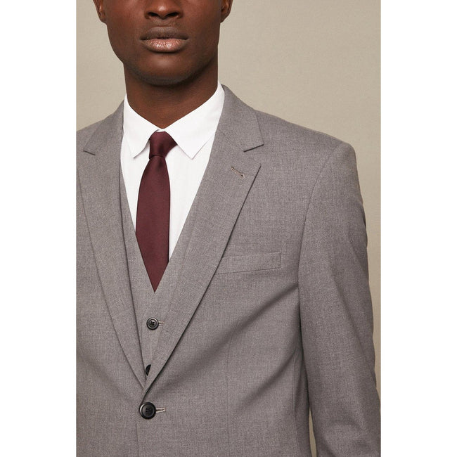Light Grey - Side - Burton Mens Essential Single-Breasted Tailored Suit Jacket